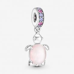 PANDORA - Charm Pendente Tartaruga Marina Rosa Vetro di Murano