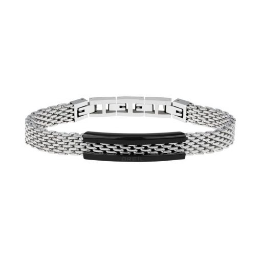 BREIL - BRACCIALE UOMO - SNAP BRACCIALE IN MAGLIA MILANESE IN ACCIAIO CON ELEMENTO IN IP BLACK