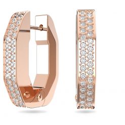 SWAROVSKI - ORECCHINI DONNA - Orecchini a cerchio Dextera Ottagono piccolo placcato color oro rosa