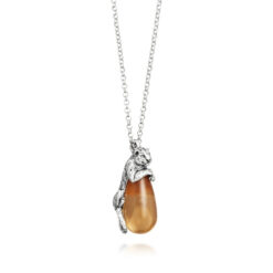 GIOVANNI RASPINI - COLLANA DONNA - Pendente Goccia Leopardo in Argento 925  e cristallo citrino