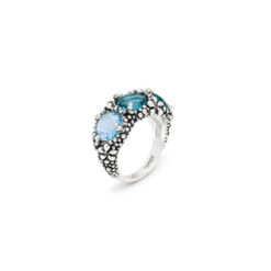 GIOVANNI RASPINI - ANELLO - Blue Trilogy Ivy in Argento 925 e cristalli colorati