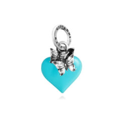 GIOVANNI RASPINI - CHARM - Cuore Farfalle Azzurro in Argento 925 e resina