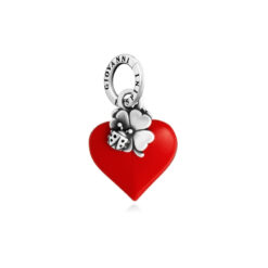 GIOVANNI RASPINI - CHARM - Cuore Lucky Rosso in Argento 925 e resina