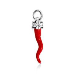 GIOVANNI RASPINI - CHARM - Corno Rosso Quadrifoglio in Argento 925 e resina