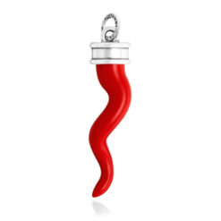 GIOVANNI RASPINI - CHARM - Corno Rosso Classico Grande in Argento 925 e resina