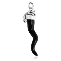 GIOVANNI RASPINI - CHARM - Corno Nero Leopardo in Argento 925 e resina
