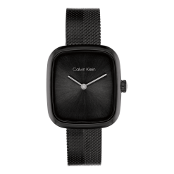 CALVIN KLEIN - OROLOGIO DONNA - OROLOGIO CON CINTURINO A RETE SQUADRATO- BLACK