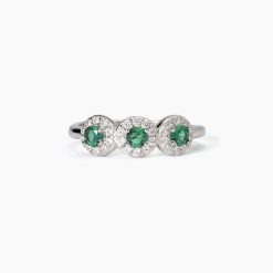 MABINA - ANELLO IN ARGENTO CON SMERALDI SINTETICI MILANESIENNE