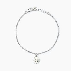 MABINA - BRACCIALE IN ARGENTO CON QUADRIFOGLIO E ZIRCONI CERCAMI