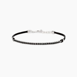 MABINA - Bracciale con cordino e tennis di zirconi neri MIDNIGHT