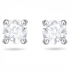 SWAROVSKI - ORECCHINI DONNA - Orecchini a lobo Attract Taglio tondo, Bianchi, Placcato rodio