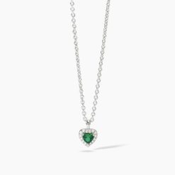 MABINA - GIROCOLLO IN ARGENTO CON SMERALDO SINTETICO A FORMA DI CUORE LOVE AFFAIR