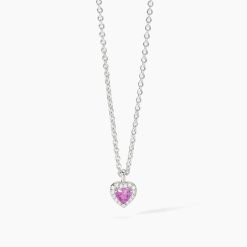 MABINA - GIROCOLLO IN ARGENTO CON TORMALINA SINTETICA A FORMA DI CUORE LOVE AFFAIR