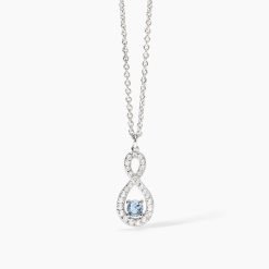 MABINA - GIROCOLLO IN ARGENTO CON INFINITO E ACQUAMARINA SINTETICA ENDLESS