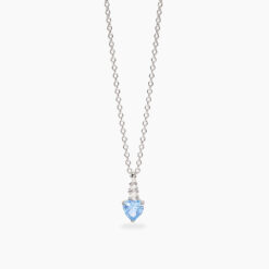 MABINA - COLLANA - Girocollo con pendente con zirconi taglio cuore Rouge celeste