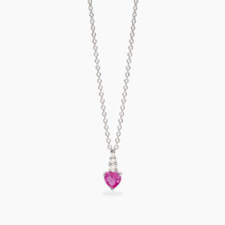 MABINA - COLLANA - Girocollo con pendente con zirconi taglio cuore Rouge rosa