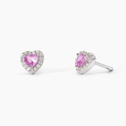 MABINA - ORECCHINI IN ARGENTO CON TORMALINE SINTETICHE TAGLIO CUORE LOVE AFFAIR