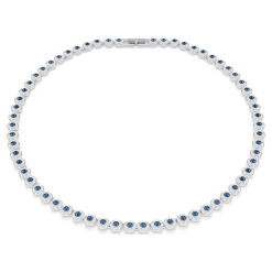 SWAROVSKI - COLLANA DONNA - Collana Tennis Una Angelic Taglio Round, Blu, Placcato rodio