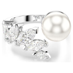 SWAROVSKI -  Anello aperto Mesmera Crystal Pearl, Taglio Marquise, Bianco, Placcato rodio