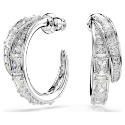 SWAROVSKI - Orecchini a cerchio Vienna Taglio misto, Bianchi, Placcato rodio