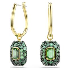 SWAROVSKI - Orecchini pendenti Sublima Taglio ottagonale, Verdi, Finitura oro 18K