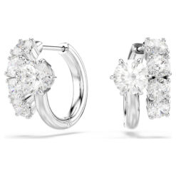 SWAROVSKI - Orecchini a cerchio Matrix Taglio Round, Bianchi, Placcato rodio
