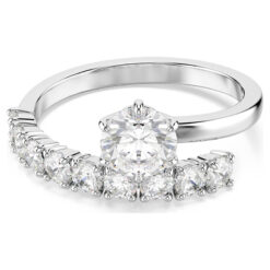 SWAROVSKI - Anello aperto Matrix Taglio Round, Bianco, Placcato rodio
