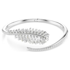 SWAROVSKI –  Bracciale rigido Vienna Taglio misto, Piuma, Bianco, Placcato rodio