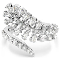 SWAROVSKI - Anello aperto Vienna Taglio misto, Piuma, Bianco, Placcato rodio
