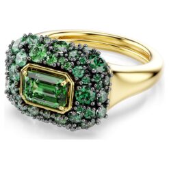 SWAROVSKI - Anello cocktail Sublima Taglio ottagonale, Verde, Finitura oro 18K