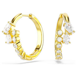 SWAROVSKI - Orecchini a cerchio Mesmera Taglio misto, Bianchi, Finitura oro 18K