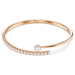SWAROVSKI – Bracciale rigido Matrix Taglio Round, Bianco, Finitura oro rosa 18K