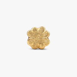 PANDORA - Mini Charm Quadrifoglio effetto diamantato Placcatura in Oro 14k