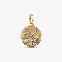 PANDORA - Charm Medallion Frecce "Ad Meliora" Argento Sterling 925, Placcatura in Oro 14k