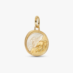PANDORA - Charm Medallion Pegaso "Ex Animo" Argento Sterling 925, Placcatura in Oro 14k