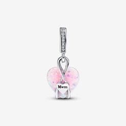 PANDORA - Charm Pendente Cuore di Mamma Rosa Opalescente