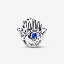 PANDORA - Charm Openwork Mano di Fatima Pietra Blu Argento Sterling 925