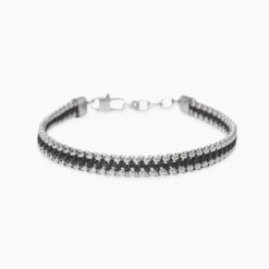 KIDULT - BRACCIALE UOMO CON CATENE VENEZIANE IN ACCIAIO E PELLE
