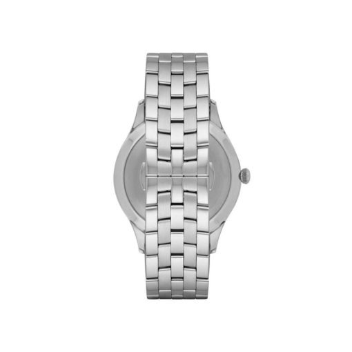 ARMANI - OROLOGIO UOMO - SOLOTEMPO CON CASSA ROTONDA E QUADRANTE BLU IN ACCIAIO INOSSIDABILE BRACCIALE CON FINITURA MISTA DI COLORE ARGENTO DATARIO CON FINESTRELLA AD ORE 3 - immagine 3