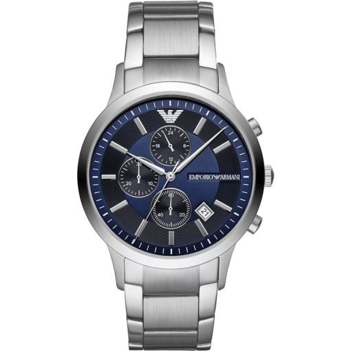 ARMANI - OROLOGIO UOMO - CRONOGRAFO CON QUADRANTE DOBLE BLU CON CINTURINO IN ACCIAIO INOSSIDABILE