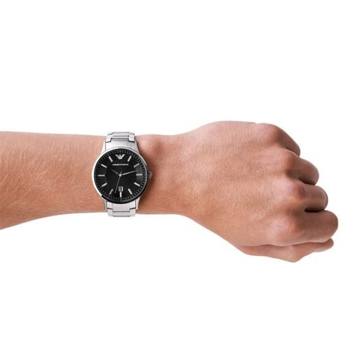 ARMANI - OROLOGIO UOMO - SOLOTEMPO CON CASSA ROTONDA E QUADRANTE NERO IN ACCIAIO INOSSIDABILE CON FINITURA MISTA DI COLORE ARGENTO - immagine 3