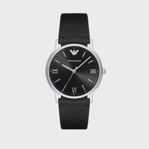 ARMANI - OROLOGIO UOMO - SOLOTEMPO A TRE SFERE CON CINTURINO IN PELLE NERA