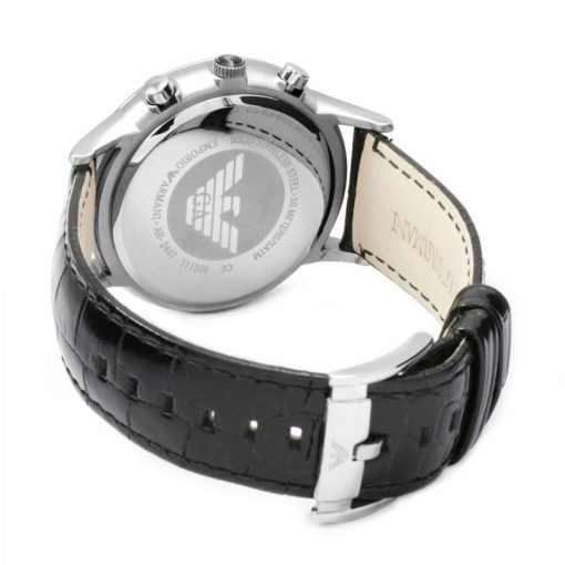 ARMANI - OROLOGIO UOMO - CRONOGRAFO COLLEZIONE RENATO FALL 10 QUADRANTE NERO E CINTURINO IN PELLE - immagine 3