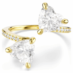 SWAROVSKI - Anello aperto Mesmera Taglio Heart, Pavé, Bianco, Placcato color oro