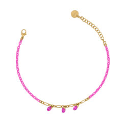RUE DES MILLE - GipsyChic - Bracciale catena verniciata fucsia e zirconi