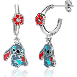 DISNEY - Orecchini in Ottone Disney a Cerchio con Pendente con Stitch