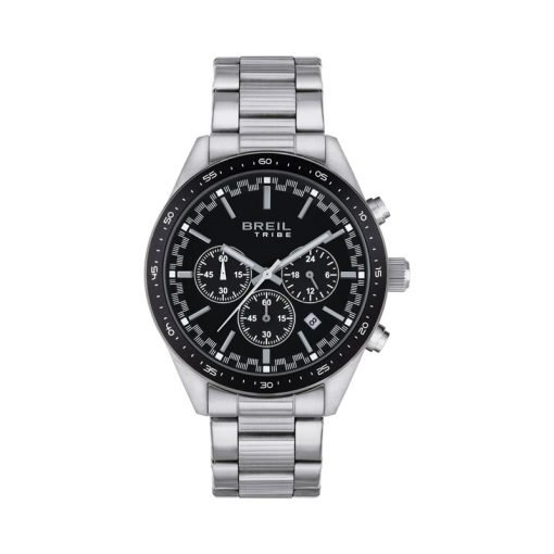 TRIBE by BREIL - OROLOGIO UOMO - FAST CHRONO GENT 42 MM QUADRANTE NERO CINTURINO IN ACCIAIO LAVORATO