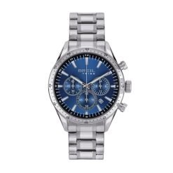TRIBE by BREIL - OROLOGIO UOMO - JATO CHRONO GENT 42 MM QUADRANTE BLU CON REHAUT NERO A CONTRASTO CASSA E BRACCIALE IN ACCIAIO BILUX