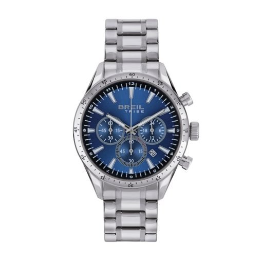 TRIBE by BREIL - OROLOGIO UOMO - JATO CHRONO GENT 42 MM QUADRANTE BLU CON REHAUT NERO A CONTRASTO CASSA E BRACCIALE IN ACCIAIO BILUX