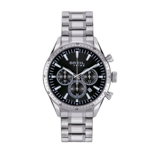TRIBE by BREIL - OROLOGIO UOMO - JATO CHRONO GENT 42 MM QUADRANTE NERO CASSA E BRACCIALE IN ACCIAIO BILUX
